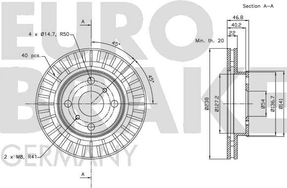 Eurobrake 5815204551 - Гальмівний диск autocars.com.ua