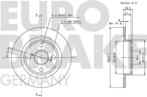 Eurobrake 5815204552 - Гальмівний диск autocars.com.ua