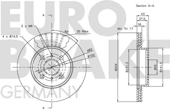 Eurobrake 5815204563 - Гальмівний диск autocars.com.ua