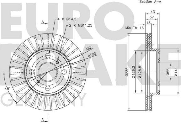 Eurobrake 5815204565 - Гальмівний диск autocars.com.ua