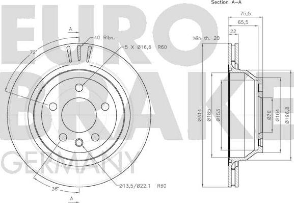 Eurobrake 58152047114 - Гальмівний диск autocars.com.ua