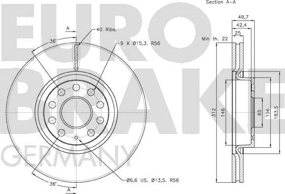 Eurobrake 58152047115 - Тормозной диск autodnr.net