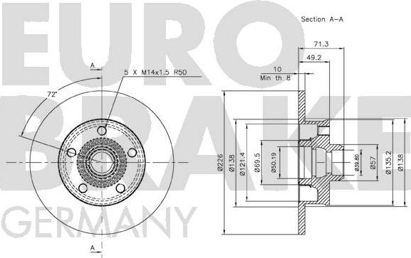 Eurobrake 58152047119 - Гальмівний диск autocars.com.ua