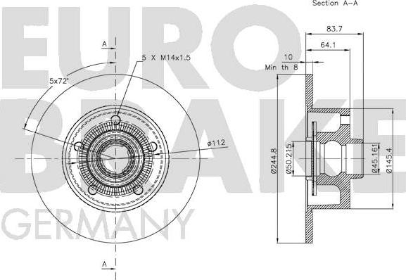 Eurobrake 58152047120 - Гальмівний диск autocars.com.ua