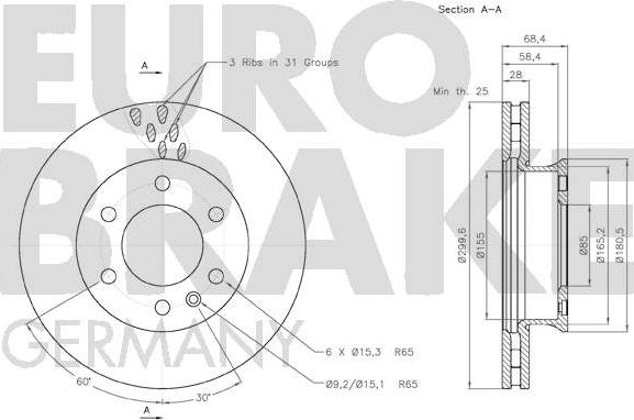 Eurobrake 58152047123 - Тормозной диск autodnr.net