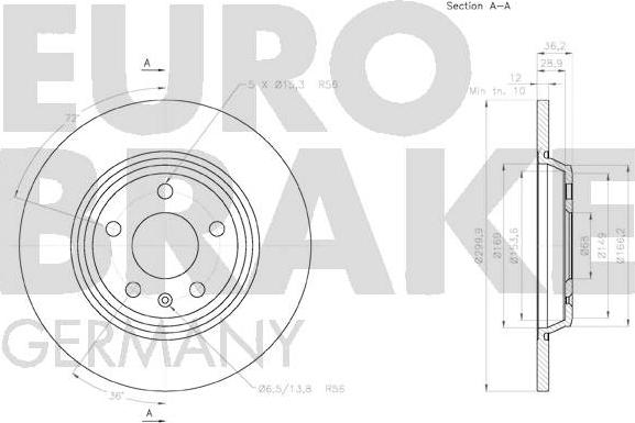 Eurobrake 58152047129 - Гальмівний диск autocars.com.ua