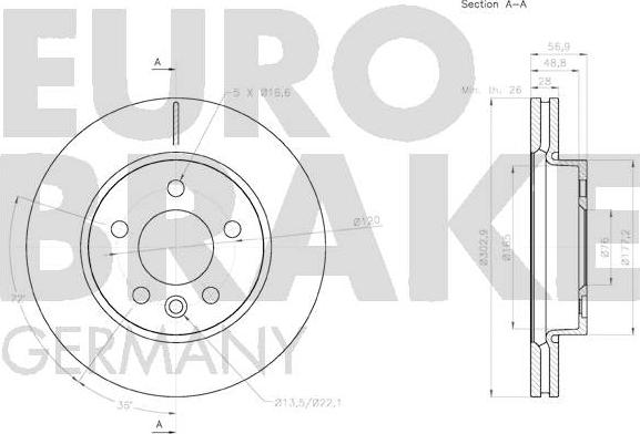 Eurobrake 58152047139 - Гальмівний диск autocars.com.ua