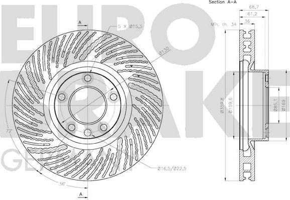 Eurobrake 58152047151 - Гальмівний диск autocars.com.ua