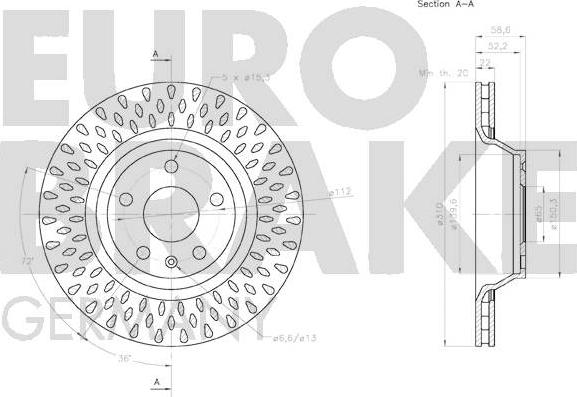 Eurobrake 58152047163 - Гальмівний диск autocars.com.ua