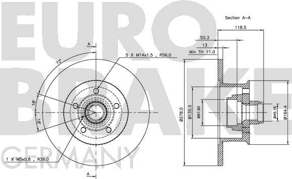 Eurobrake 5815204720 - Гальмівний диск autocars.com.ua