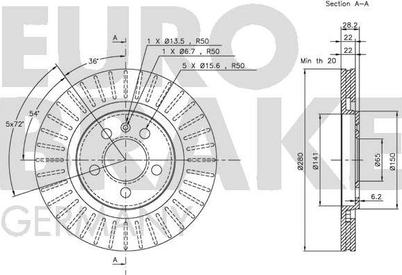 Eurobrake 5815204735 - Гальмівний диск autocars.com.ua