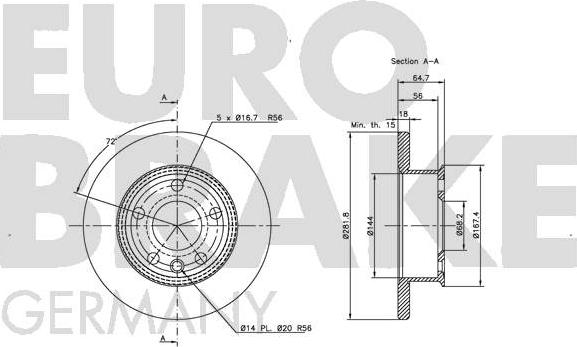 Eurobrake 5815204746 - Гальмівний диск autocars.com.ua