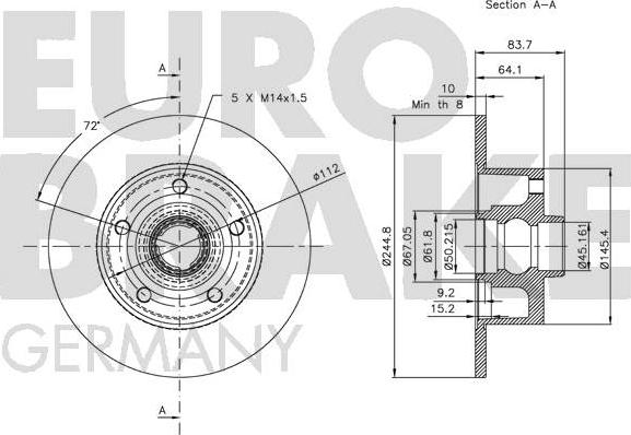 Eurobrake 5815204757 - Гальмівний диск autocars.com.ua