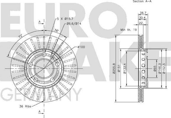 Eurobrake 5815204758 - Гальмівний диск autocars.com.ua