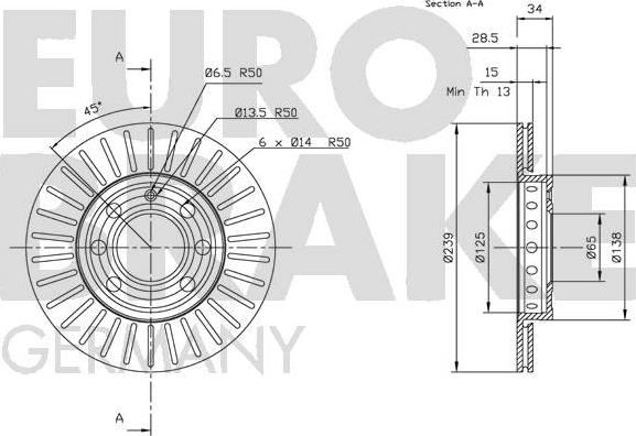 Eurobrake 5815204776 - Гальмівний диск autocars.com.ua