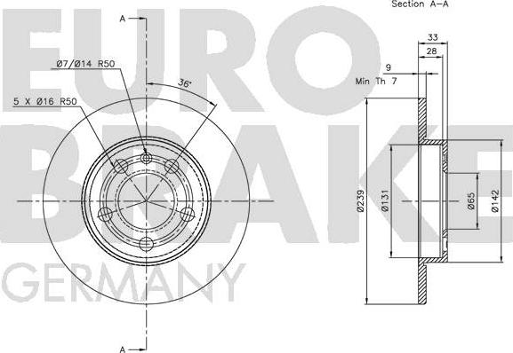 Eurobrake 5815204779 - Гальмівний диск autocars.com.ua