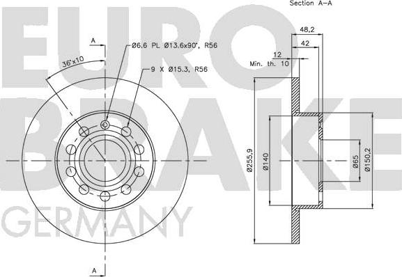 Eurobrake 5815204794 - Гальмівний диск autocars.com.ua