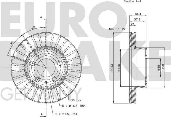 Eurobrake 5815204810 - Гальмівний диск autocars.com.ua