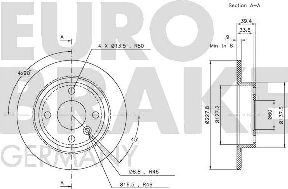 Eurobrake 5815204824 - Гальмівний диск autocars.com.ua