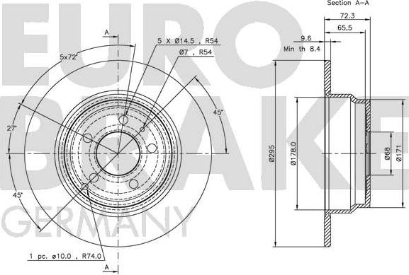 Eurobrake 5815204833 - Гальмівний диск autocars.com.ua