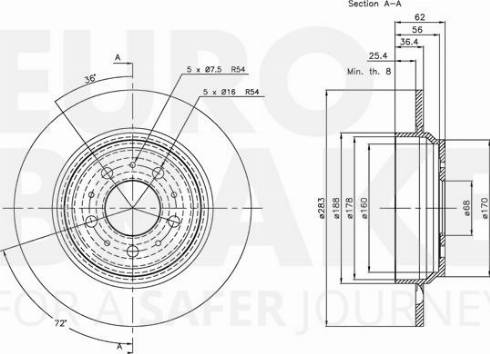 Eurobrake 5815204838 - Гальмівний диск autocars.com.ua