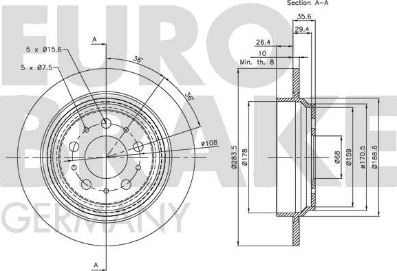 Eurobrake 5815204846 - Гальмівний диск autocars.com.ua