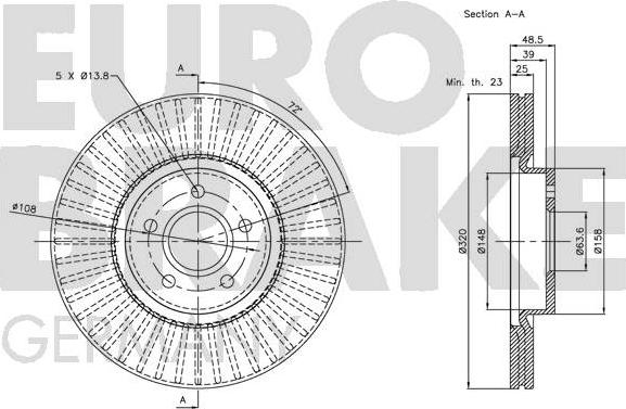 Eurobrake 5815204850 - Гальмівний диск autocars.com.ua