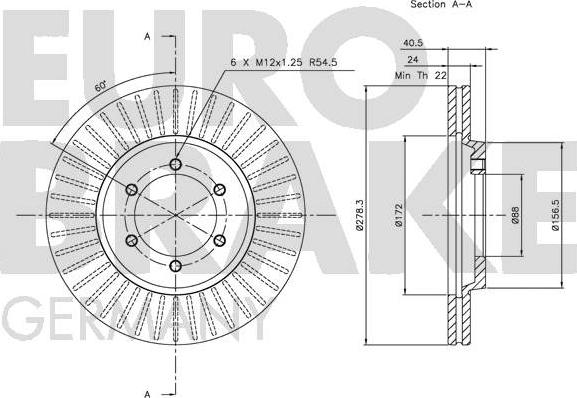 Eurobrake 5815205002 - Гальмівний диск autocars.com.ua