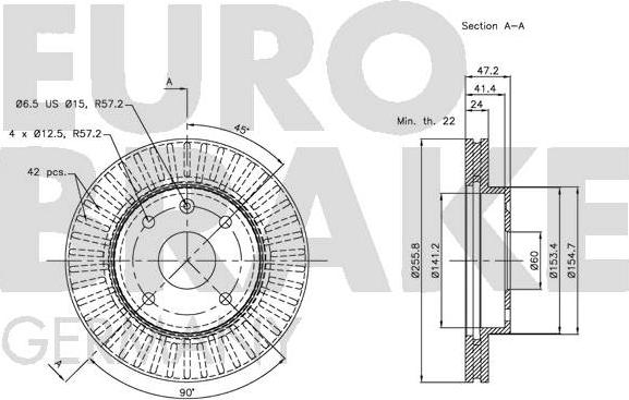 Eurobrake 5815205010 - Гальмівний диск autocars.com.ua