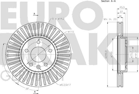 Eurobrake 5815205015 - Гальмівний диск autocars.com.ua