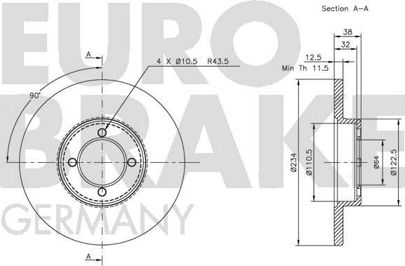 Eurobrake 5815209912 - Гальмівний диск autocars.com.ua