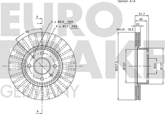 Eurobrake 5815209927 - Гальмівний диск autocars.com.ua