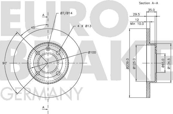 Eurobrake 5815209933 - Гальмівний диск autocars.com.ua