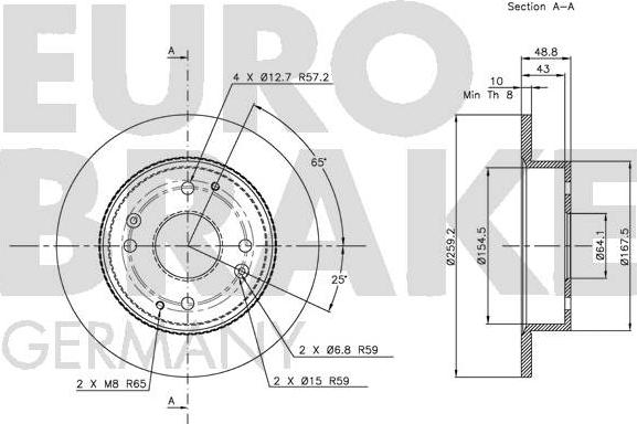 Eurobrake 5815209939 - Гальмівний диск autocars.com.ua