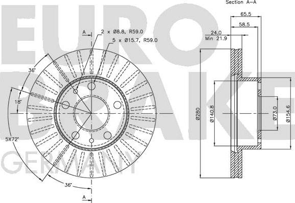 Eurobrake 5815209945 - Гальмівний диск autocars.com.ua