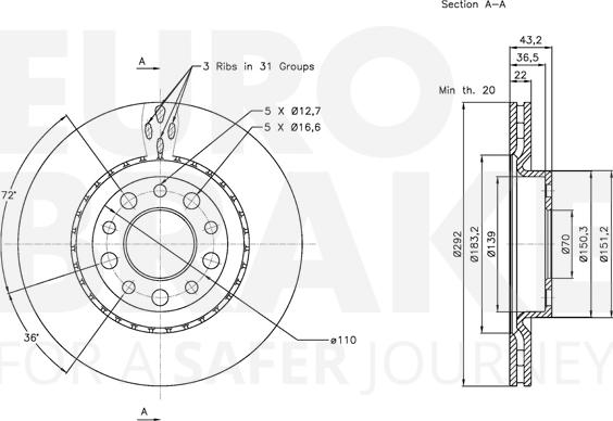 Eurobrake 5815311025 - Гальмівний диск autocars.com.ua