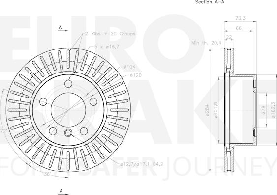 Eurobrake 58153115100 - Гальмівний диск autocars.com.ua