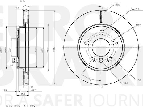 Eurobrake 58153115125 - Гальмівний диск autocars.com.ua