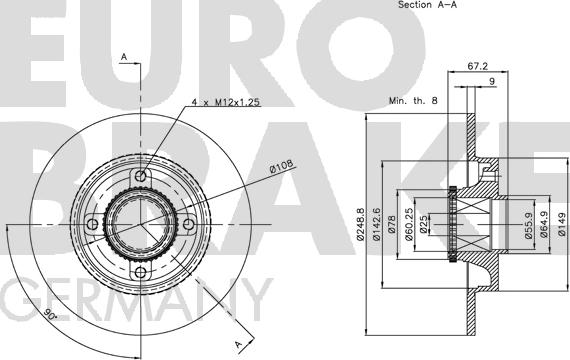 Eurobrake 5815311947 - Гальмівний диск autocars.com.ua