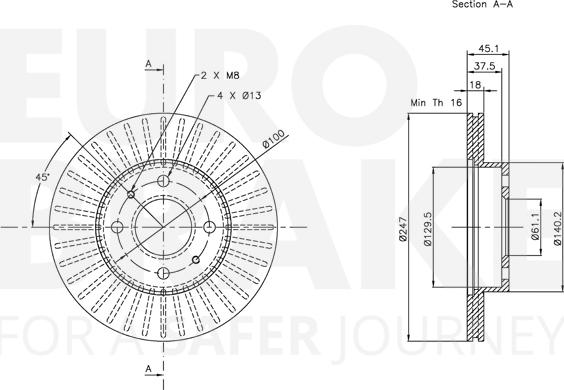 Eurobrake 5815312245 - Гальмівний диск autocars.com.ua