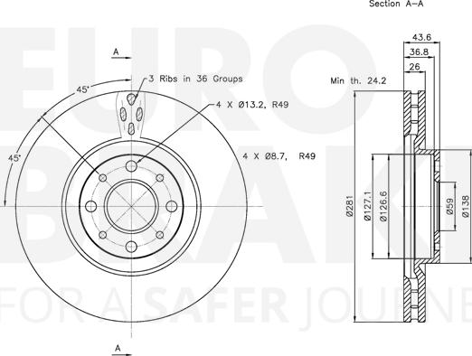 Eurobrake 5815312344 - Гальмівний диск autocars.com.ua