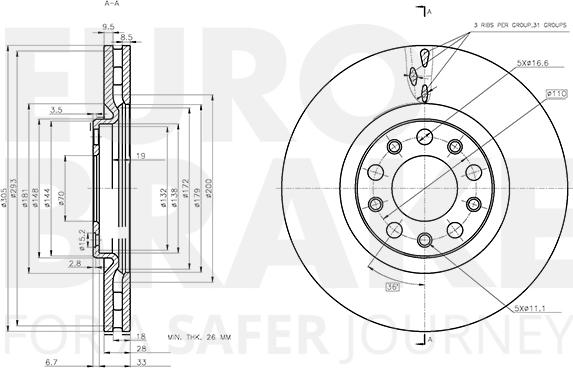 Eurobrake 5815312370 - Гальмівний диск autocars.com.ua