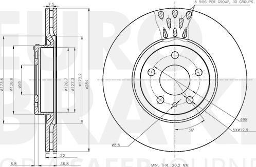 Eurobrake 5815312372 - Гальмівний диск autocars.com.ua