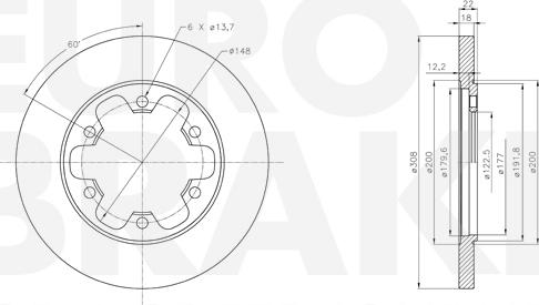 Eurobrake 5815312596 - Гальмівний диск autocars.com.ua