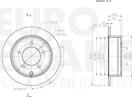 Eurobrake 5815313058 - Гальмівний диск autocars.com.ua