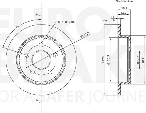 Eurobrake 5815313636 - Гальмівний диск autocars.com.ua