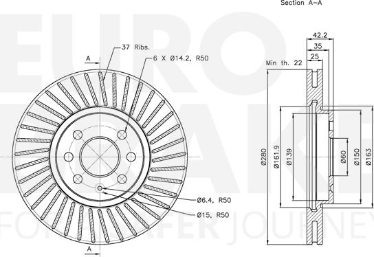 Eurobrake 5815313652 - Гальмівний диск autocars.com.ua