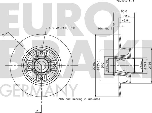 Eurobrake 5815313964 - Гальмівний диск autocars.com.ua