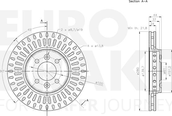 Eurobrake 5815313997 - Гальмівний диск autocars.com.ua