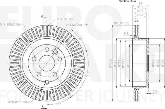 Eurobrake 5815314033 - Гальмівний диск autocars.com.ua